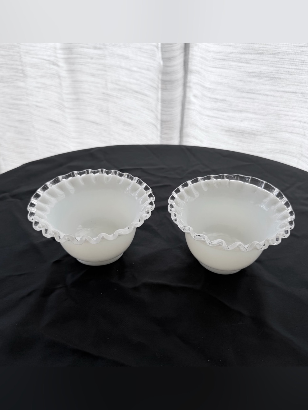 2 Vintage Fenton Silver Crest Flared Glass Custard dish